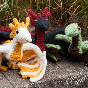 Dragon pattern, Triplet Dragon Crochet Pattern, Dragon toy Pattern image 3