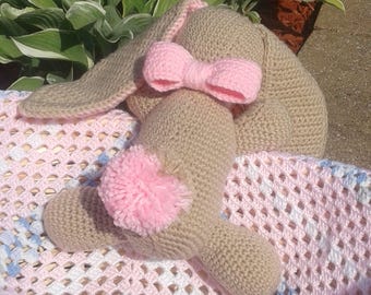 Pink bunny, Floppy Ear, Floppy Ear Bunny, Baby Bunny, Crochet Bunny, Crochet Floppy Ear Bunny, Rabbit