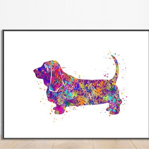 Basset Hound Hond Aquarel Print. Hondenposter. Inspirerende Dog Wall Decor. Kinderdagverblijf Home Decor. Afdrukbare kunst aan de muur. Hondenliefhebber...