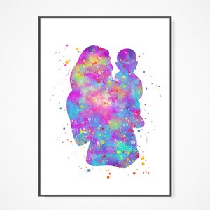 Cartel de madre e hijo... Cartel de acuarela. Decoración de pared inspiradora. Decoración del hogar. Decoración de la casa de la guardería. Arte mural imprimible.
