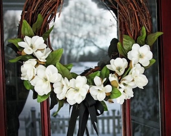 14 inch Dogwood mourning or Easter/Spring wreath