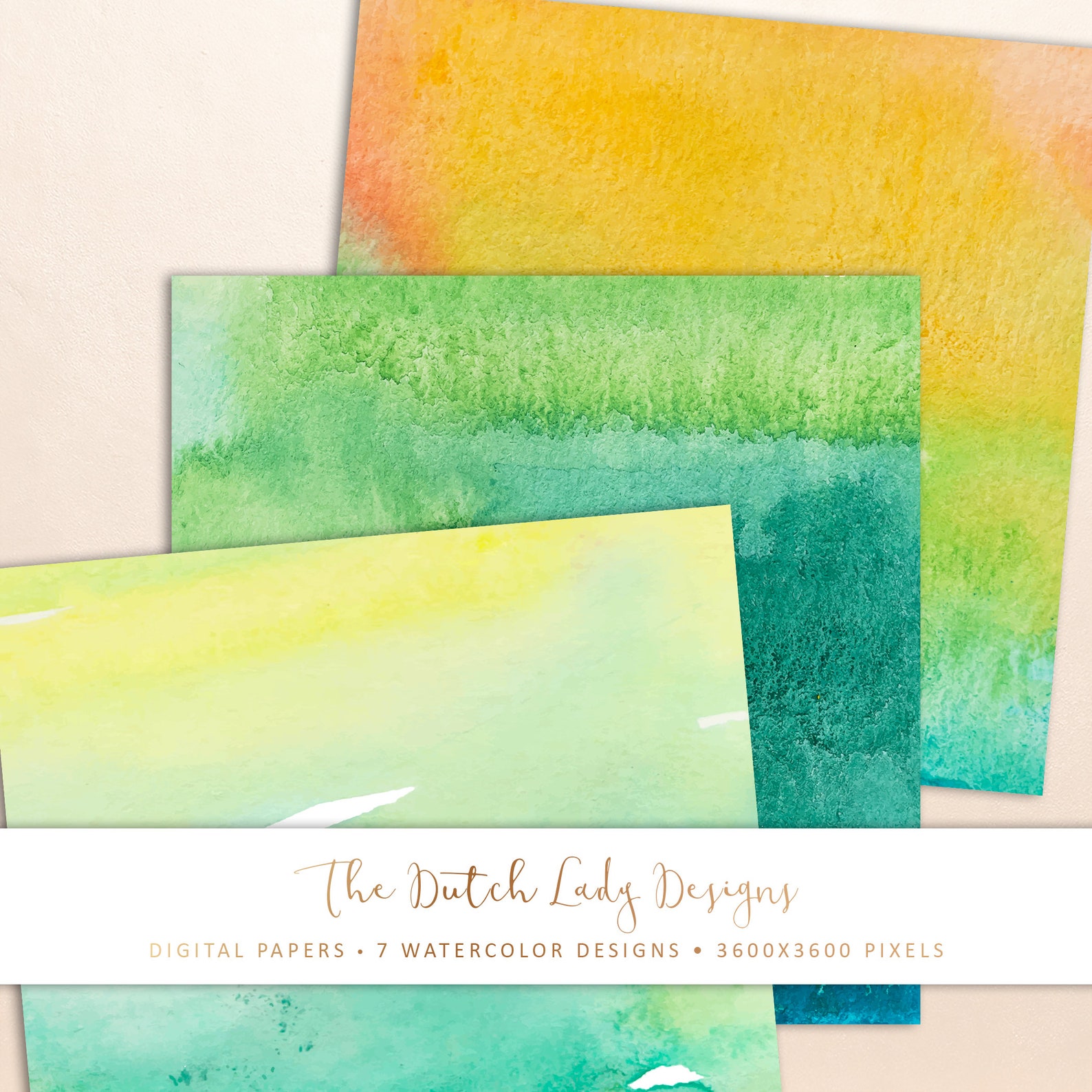 Digital Scrapbook Paper Set Watercolor Paint Textures Aqua - Etsy