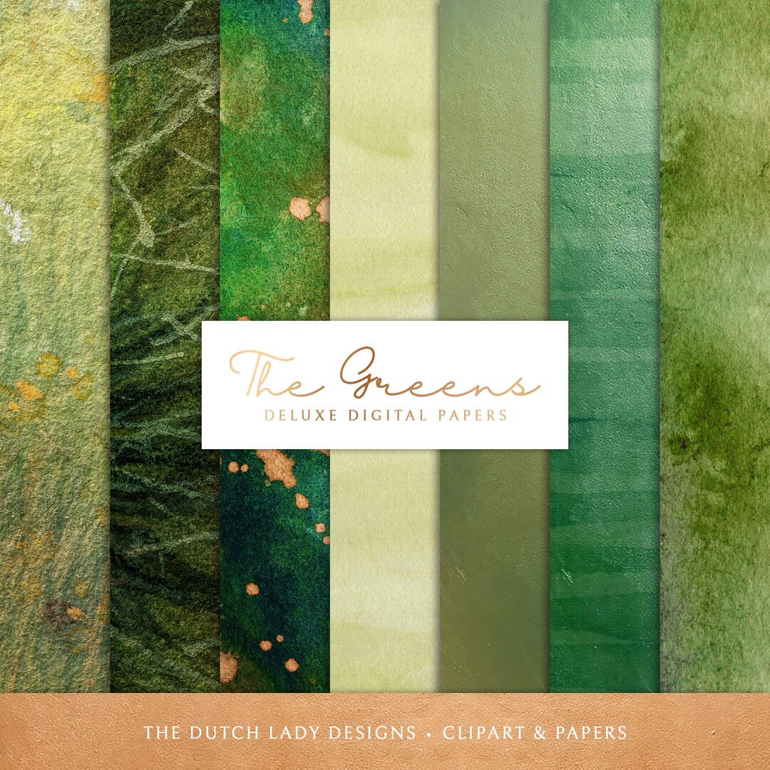 Digital Scrapbook Paper Set - Printable Green Backgrounds - Abstract ...