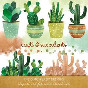 Conjunto de cactus y suculentas imágenes prediseñadas - Cactus - Planta en maceta - Plantas del desierto - Confeti Deco - Acuarela - DESCARGA INSTANTÁNEA - 20 .PNG Imágenes