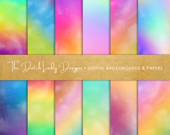 Digital Scrapbook Paper - Distressed Rainbow Gradients - Background Textures - Printable - 12 Papers in .JPEG File - INSTANT DOWNLOAD