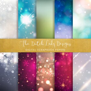 Digital Scrapbook Paper - Christmas Bokeh Style - Digital Backgrounds - Festive - 10 JPEG Files - INSTANT DOWNLOAD