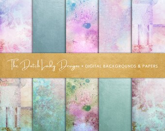 Turquoise & Pink Digital Scrapbook Paper: Abstract Textures (JPEG, Instant Download)