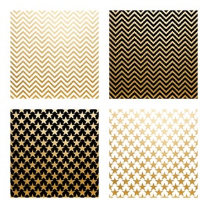 Digital Scrapbook Paper Golden, Black & White Geometric Patterns 12 Papers in .JPEG File INSTANT DOWNLOAD image 4