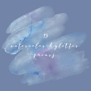 Watercolor & Glitter Smear Clipart Set Winter Night Sky and Silver Color Tones INSTANT DOWNLOAD 15 .PNG Files image 2