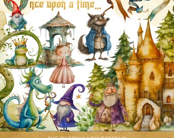 Fairytale Clipart Set: Storybook Characters & Castle (Digital Download)