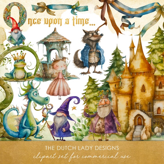 Fairytale Clipart Set: Storybook Characters & Castle (Digital Download)