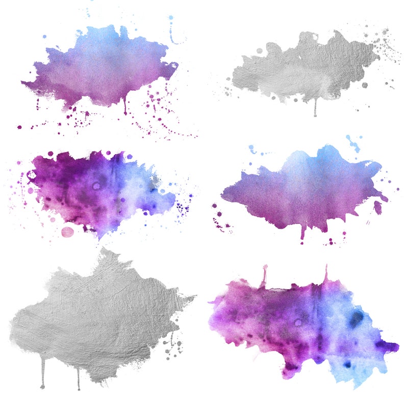 Download Ink Splatter Clipart Set Watercolor Smears Paint Splat | Etsy
