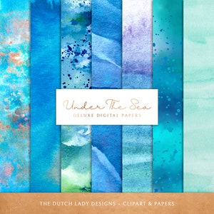 Digitale Scrapbook Paper Set - Afdrukbare achtergronden - Onder de zee - Oceaanachtergronden - Water - Aqua - 7 . JPEG-bestanden - INSTANT DOWNLOAD