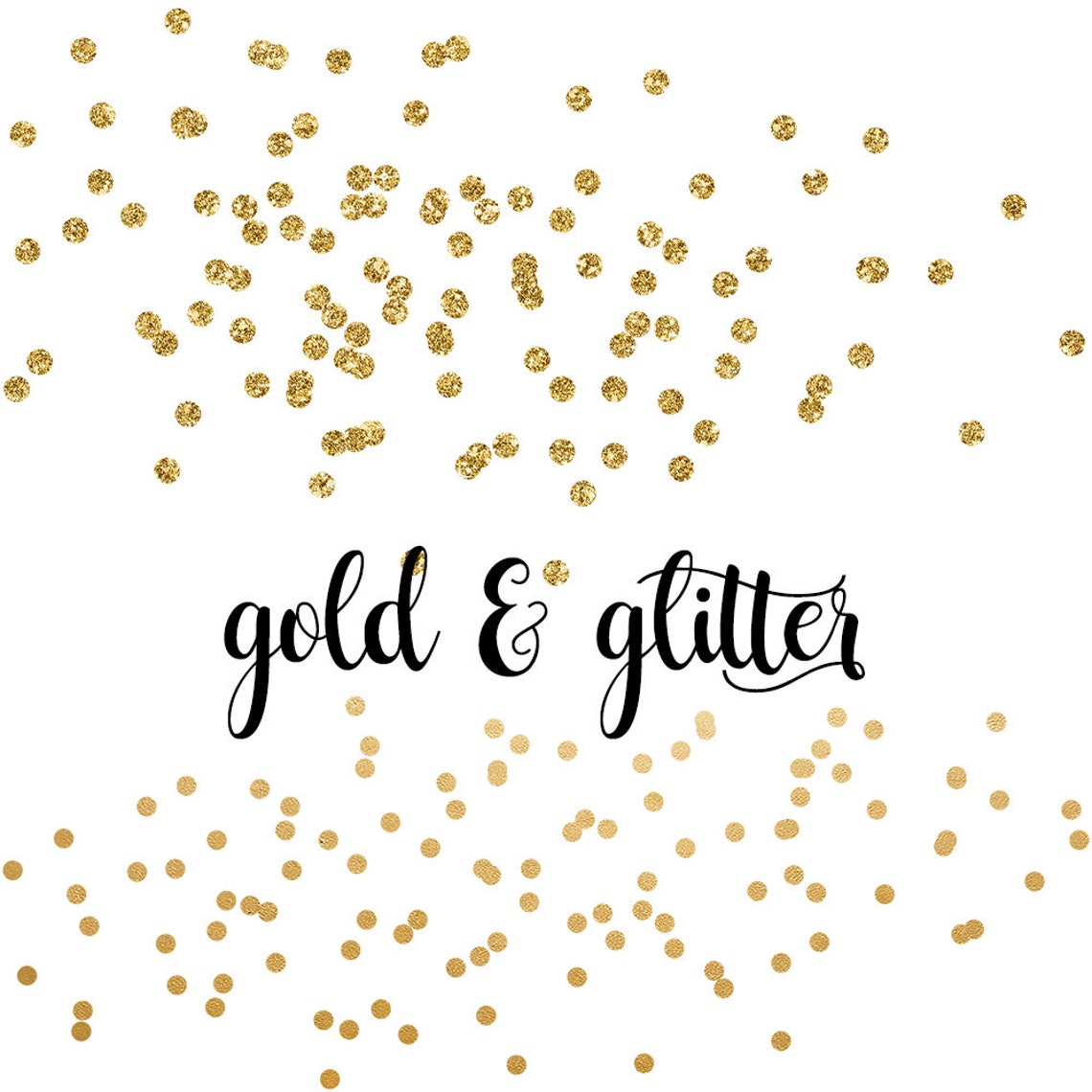 Confetti Overlay Clipart Set Gold Glitter & Color INSTANT Etsy