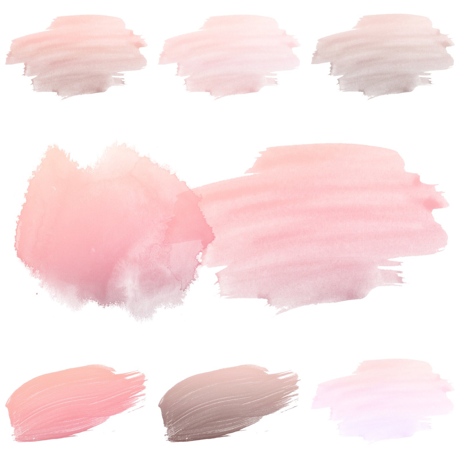 Blush & Rose Gold Decorations Clipart Set Watercolor Smears | Etsy