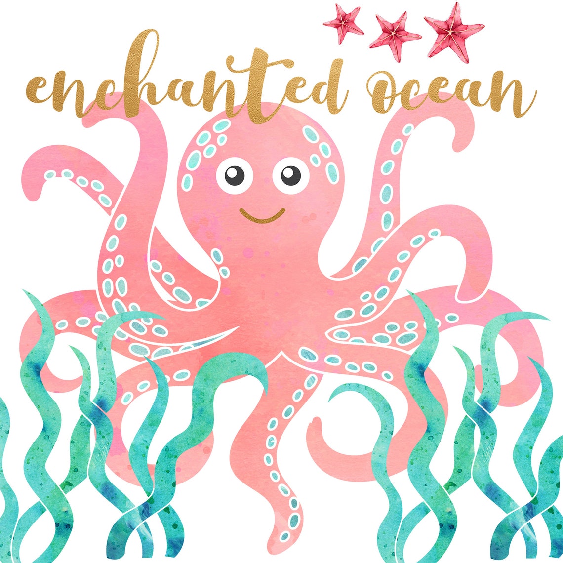 Enchanted Ocean Clipart Set: Mermaids, Seahorse, Coral (20 PNG Images ...