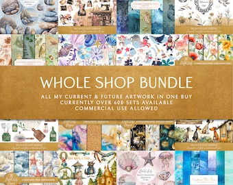 Full Shop Bundle, Unlimited Online Access to Clipart, Postcards, Craft Sheets & Paper Designs, 700+ Graphic Sets, DIGITAL INSTANT DOWNLOAD