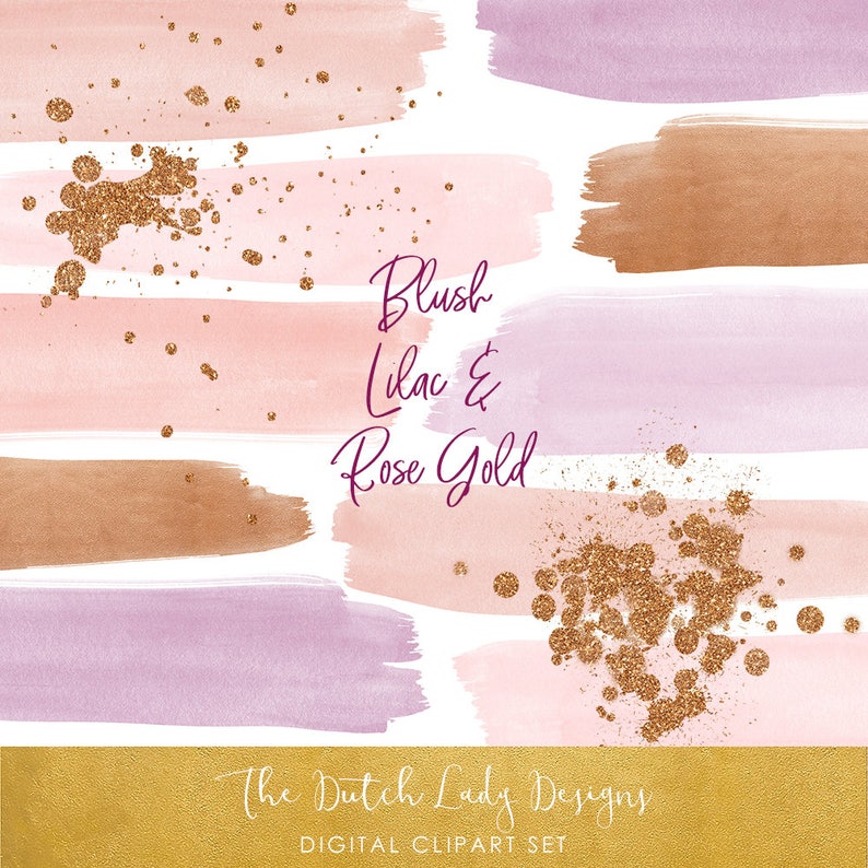 Download Watercolor Smears & Ink Splatter Clipart Set In Blush ...