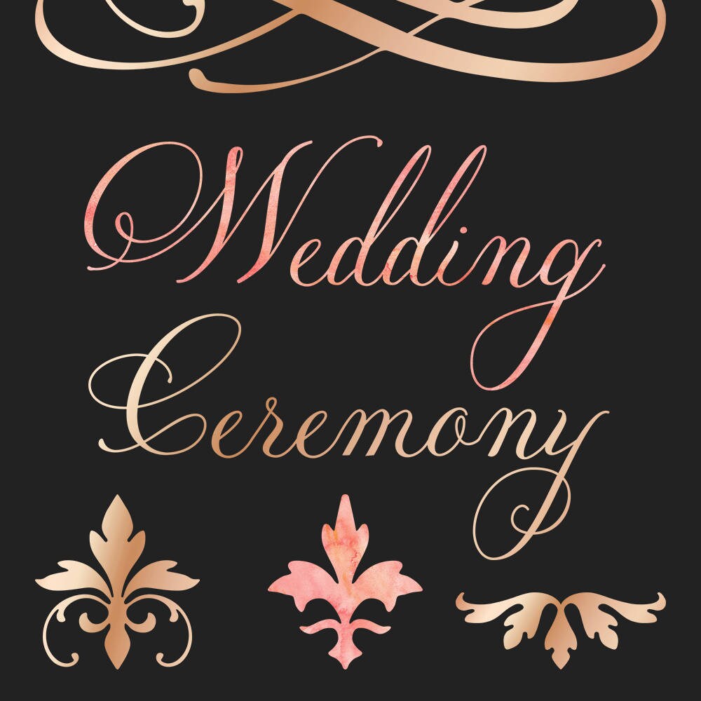 Elegant Wedding Clipart Set in Rose Gold & Pink Curls - Etsy