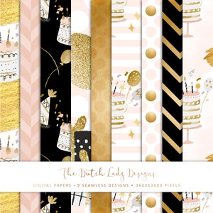 Digitales Papier Set - Nahtlose Muster - Scrapbook Designs - Fliesen hintergrund - Party Time - Geometrisch - 9 JPEG Dateien - INSTANT DOWNLOAD