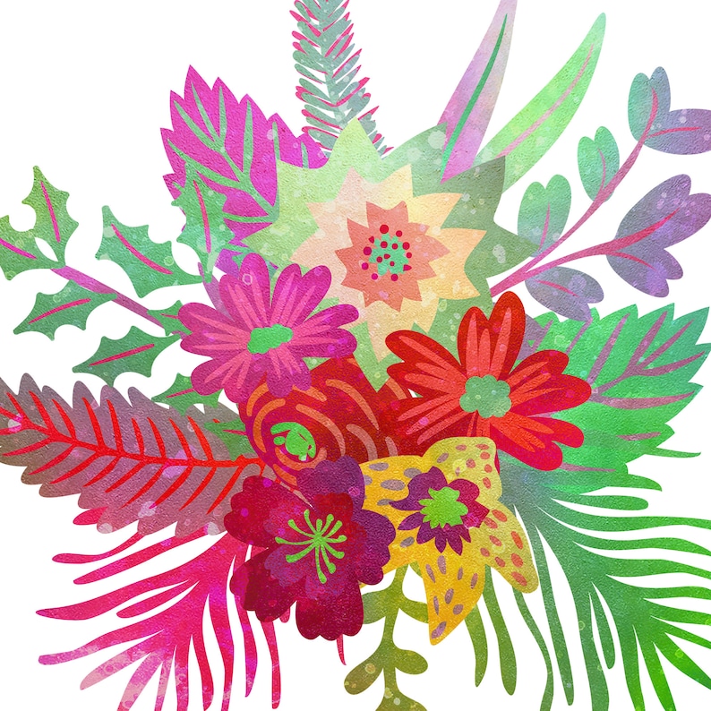 Winter Bouquet Clipart Set Colorful Flower Images Floral Etsy