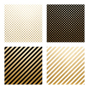 Digital Scrapbook Paper Golden, Black & White Geometric Patterns 12 Papers in .JPEG File INSTANT DOWNLOAD image 2