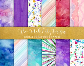 Watercolor Texture Scrapbook Paper: Colorful Art Backgrounds (Digital Download)