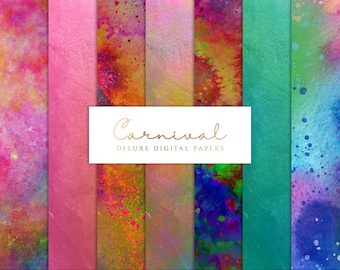 Carnival Digital Paper Set: Colorful Texture Backgrounds (Digital Download)