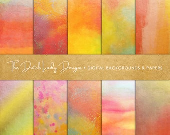 Rainbow Paint Texture Digital Paper: Golden Scrapbook Backgrounds (JPEG, 12x12 in, Digital Download)