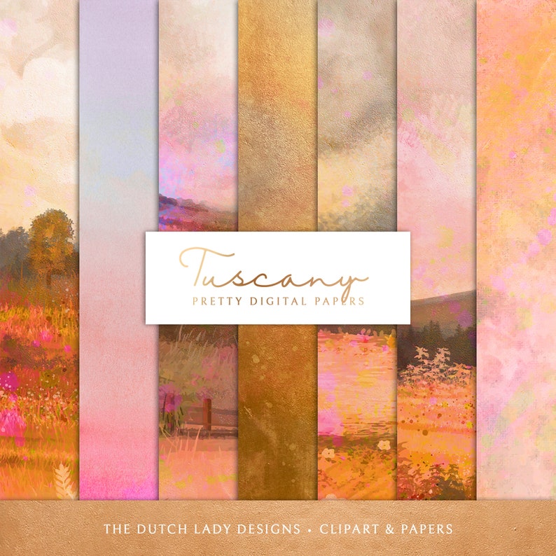 Digital Spring New Work One After Another Scrapbook Paper Set Papers Printable Scenery Tuscan