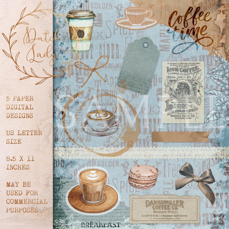 Digital Decoupage & Scrapbook Paper Set Printable Etsy