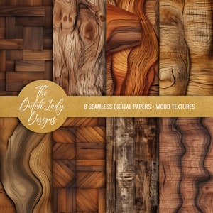 Fondos digitales de texturas de madera - Papeles de álbum de recortes imprimibles - Patrones sin costuras - Madera de olivo y roble - DESCARGA INSTANTE - 8 archivos JPEG