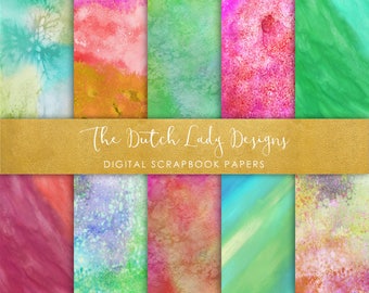 Watercolor Splatter Paint Textures: Abstract Scrapbook Paper (Digital Download)