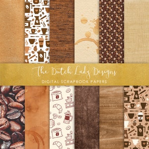 Digitales Scrapbook Papier - Kaffeepause - Kaffeebohnen - Kaffeehintergründe - Texturen - Muster - 12 JPEG Dateien - INSTANT DOWNLOAD