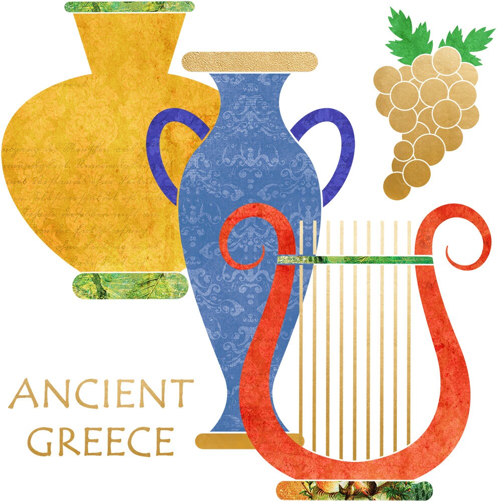 Greek Archeology Clipart Set Ancient Greece Graphics Greek Etsy