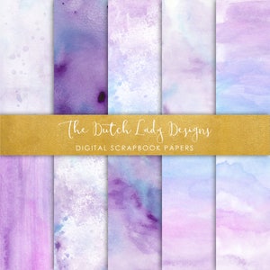 Papel para scrapbook digital - Ombres aquarela em azul e roxo - Texturas de aquarela - Arte de uso comercial - 10 arquivos JPEG - DOWNLOAD INSTANTÂNEO