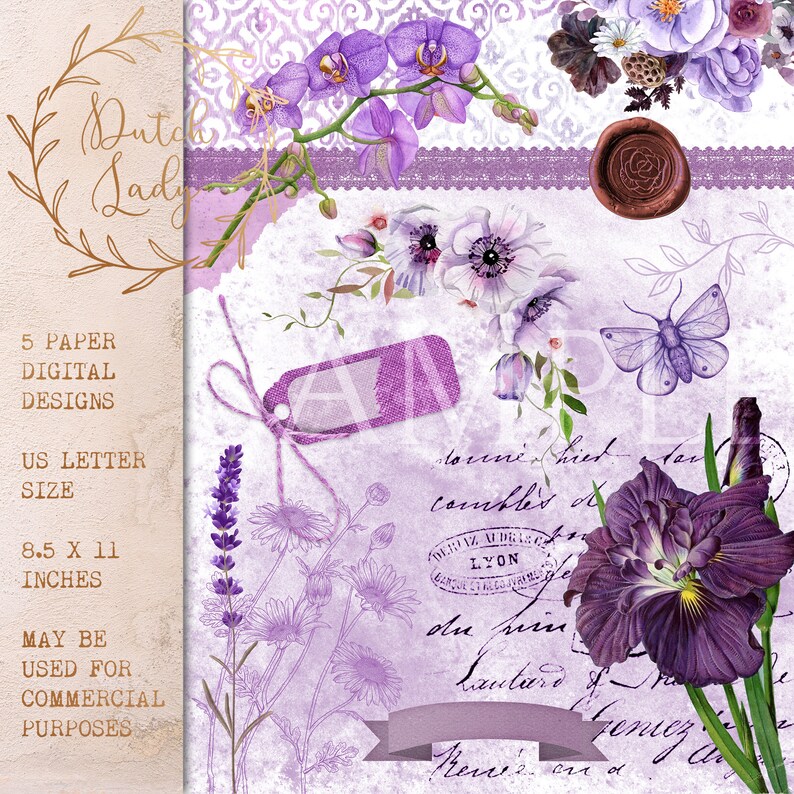 Digital Decoupage & Scrapbook Paper Set Printable Etsy