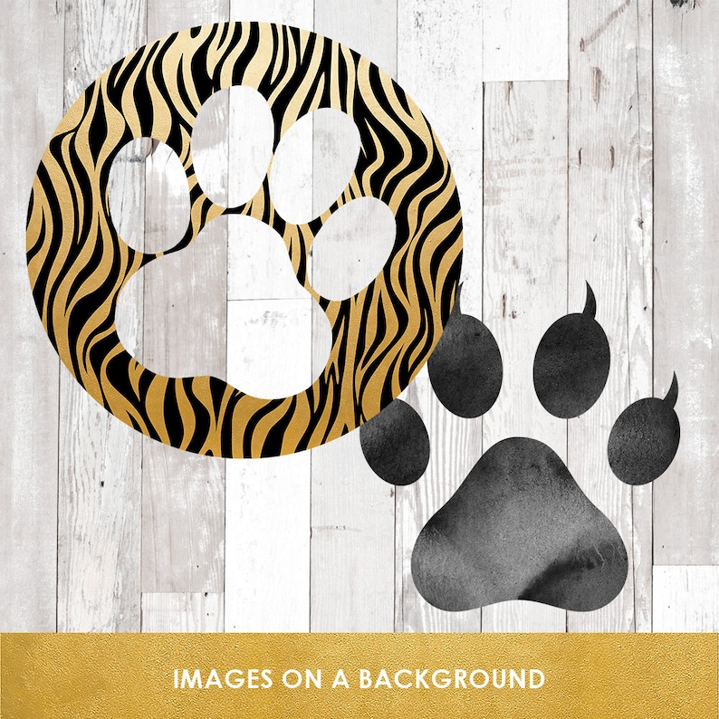 Paws and claws clipart set in gold and glitter style. For the creative animal lover. For personal and commercial use. Set of 20 PNG files.