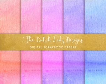 Watercolor Ombre Scrapbook Paper: Pink & Blue Textures (Digital Download)