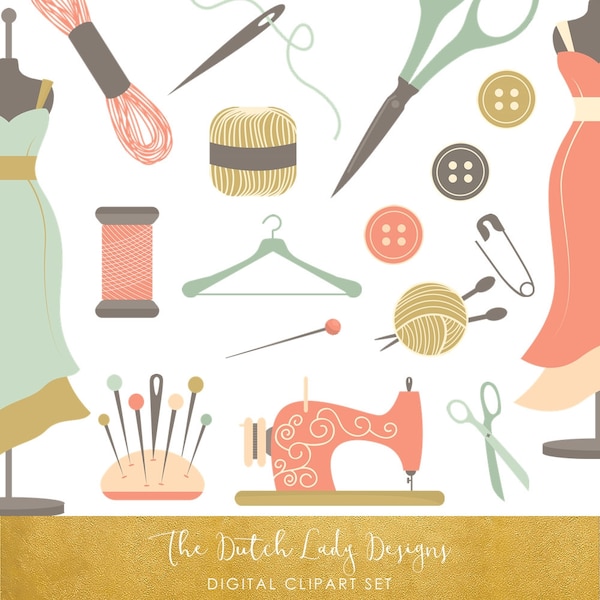 Nähen & Basteln Clipart Set - INSTANT DOWNLOAD - 46 .PNG Dateien