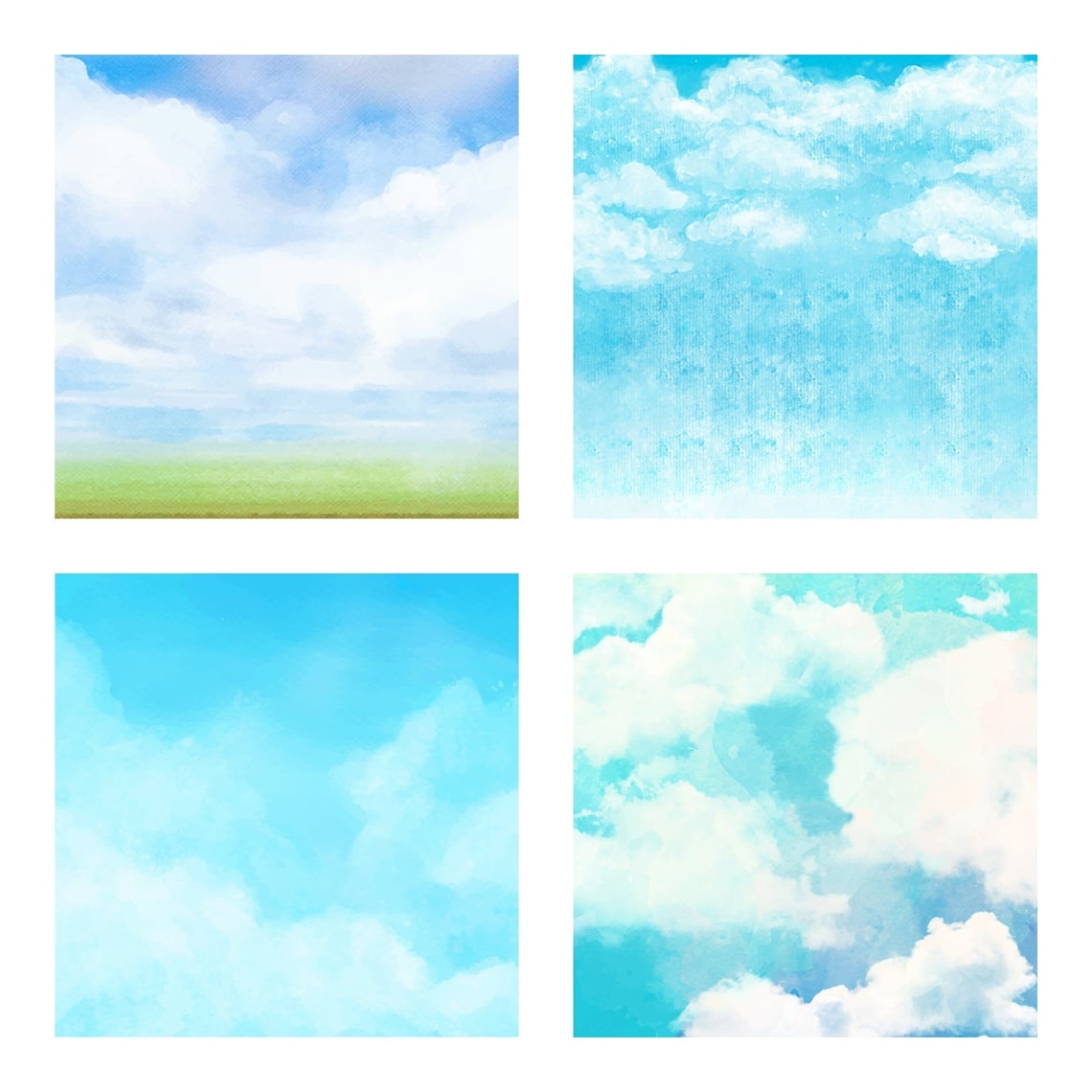 Digital Scrapbook Paper Clouds & Skies in Watercolor Sky Etsy UK