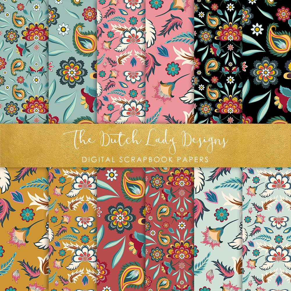 Download Digital Scrapbook Paper Batik Style Ornaments 12 papers in ...