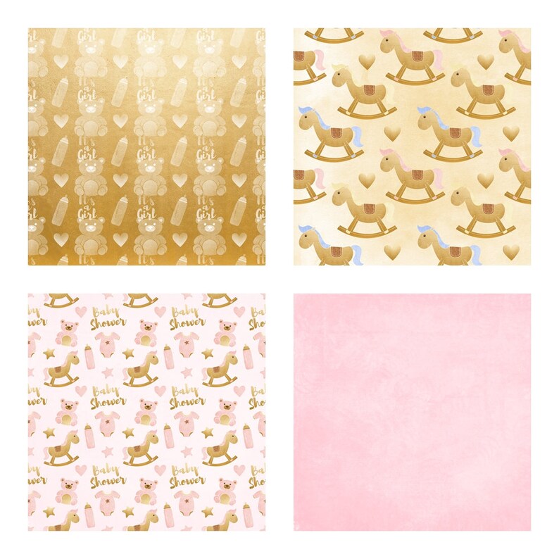 Digital Scrapbook Paper Baby Shower Patterns Newborn Etsy