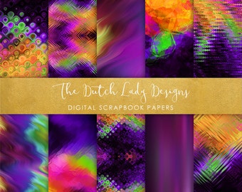 Digitales Scrapbook Papier - Lila Psychedelik - 10 Papiere in. JPEG Datei - SOFORT DOWNLOAD