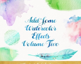 Watercolor Texture Effects for Photoshop: 24 Digital Images (Instant Download)
