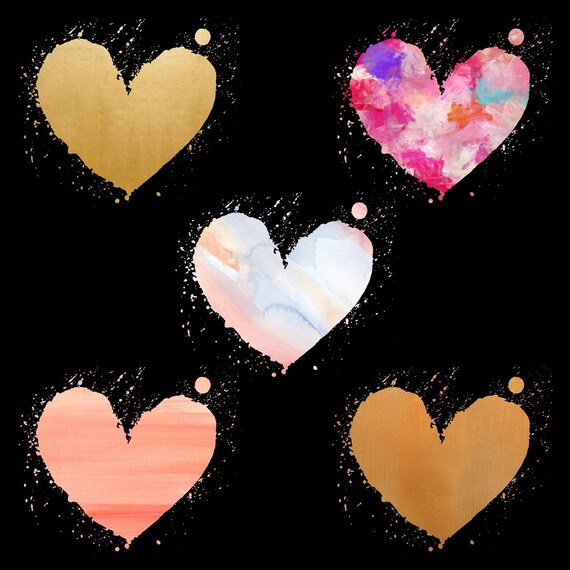 Download Painted Valentine Hearts Clipart Set Wild At Heart Instant Etsy