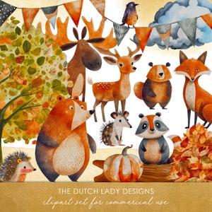 Ensemble de clipart animaux automne - graphiques forêt automne - illustrations pour enfants - personnages mignons de la forêt - téléchargement immédiat - 25 images numériques