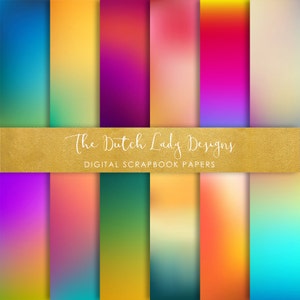 Digital Scrapbook Paper - Blurred Gradients - Textured Backgrounds - Rainbow Papers - Commercial Use - 12 JPEG Files - INSTANT DOWNLOAD