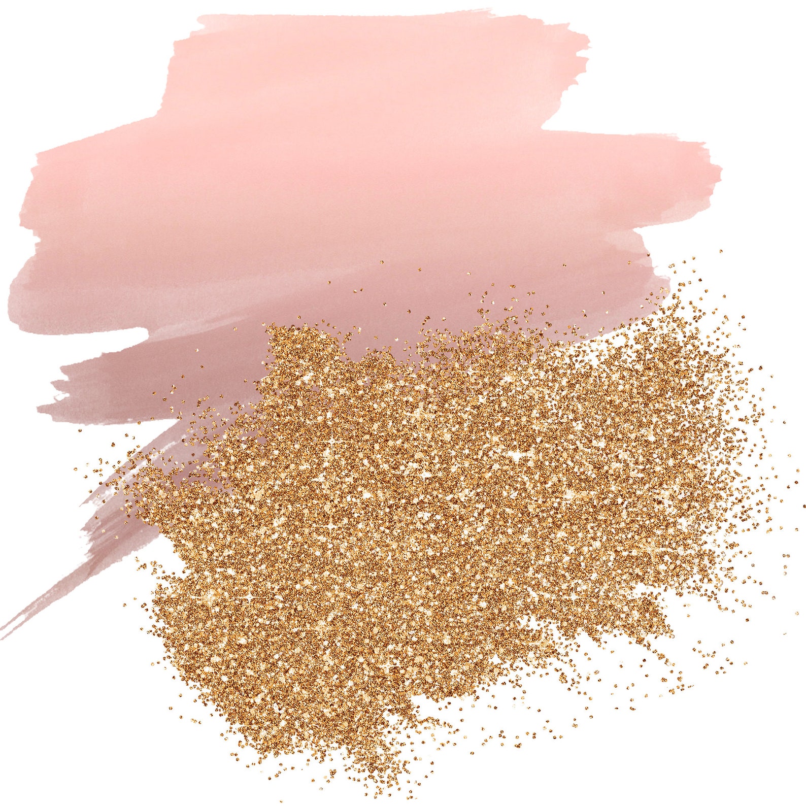 Blush & Rose Gold Decorations Clipart Set Watercolor Smears | Etsy