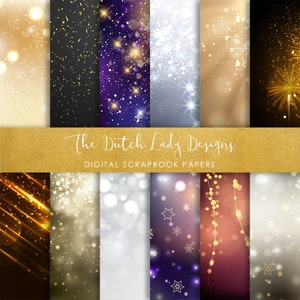 Digital Scrapbook Paper - New Years Bokeh Style - Fireworks - Holidays - Digital Backgrounds - 12 Papers in . Archivo JPEG - DESCARGA INSTANTÁNEA